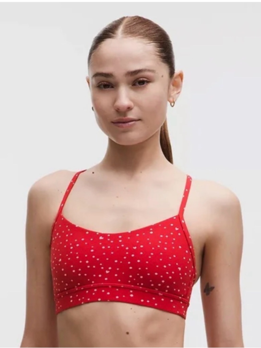 NWT Lululemon Heart Scatter Dot Oxford Red Flow Y Bra Size 6